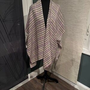 LOFT Checkered Knit Wrap Ponch